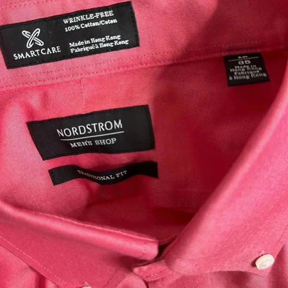 Nordstrom Red Button Down Casual Shirt wrinkle free - Picture 9 of 10